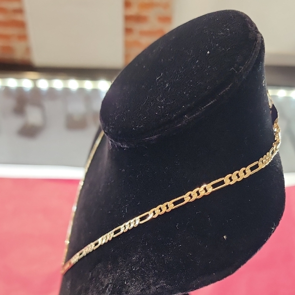Gold Plated Figaro Chain Necklace 20" Vintage Made in Korea Unisex - Picture 4 of 7